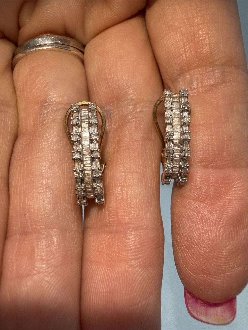 10K Yellow Gold Diamond Half Hoop Earrings| 3.6 Grams| 0.50 CT TDW
